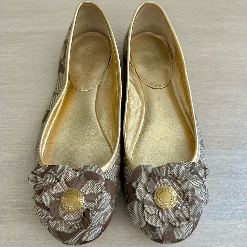 Coach Tan Lorette Ballet Flats, Size 5.5